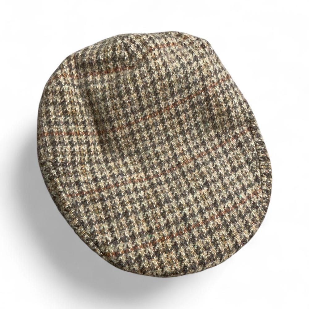 Classic Herringbone Tweed Flat Cap - Brown